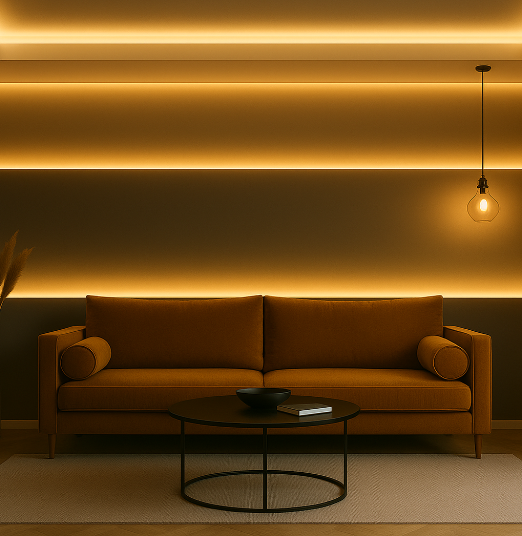 Ceiling with hidden ambient lighting Ceiling with hidden ambient lighting